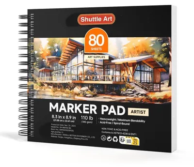 Image de Bloc de feuilles de 22,61 x 21,08 cm, carnet de croquis pour marqueurs à alcool, 160 pages, papier 200 g/m²