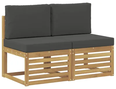 Produktbild von vidaXL 2 Stück Outdoor Mittelsofa Massivholz Akazie Weiß