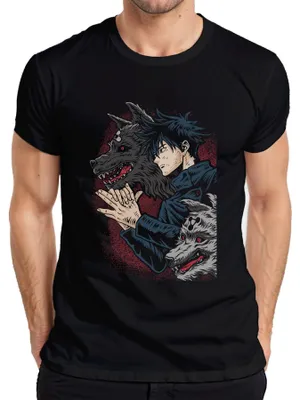 Produktbild von Wolfsbeschwörer Anime Shikigami Dämonenwolf düster Geschenk Herren T-Shirt, Schwarz, XXL