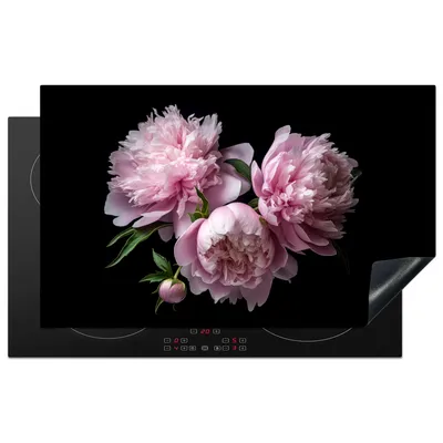 Produktbild von KitchenYeah© Herdabdeckplatte Pfingstrose - Rosa - Blumig - Botanisch - Natur , 85x52cm, Küche Deko, Glaskeramikkochfeld Herdabdeckung, Abdeckplatte fùr Kochfeld