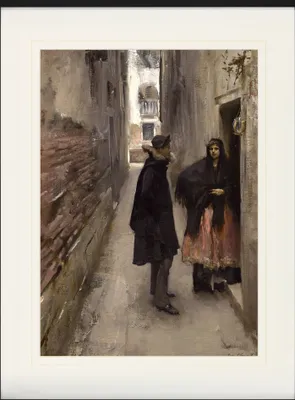 Produktbild von John Singer Sargent Gerahmtes Bild Mit Edlem Passepartout | Wand-Bilder | Im Bilderrahmen - Straße In Venedig, 1882 (80 x 60 cm)