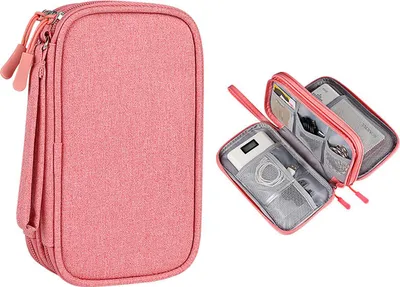 Produktbild von Electronic Organizer, Travel Cable Organizer Bag Pouch Electronic Accessories Carry Case Portable Waterproof Double Layers All-in-One Storage Bag for Cable, Cord, Charger, Phone, Earphone Pink