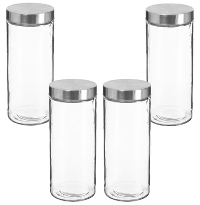 4er-Set Vorratsdosen aus Glas mit Edelstahldeckel, 2 l