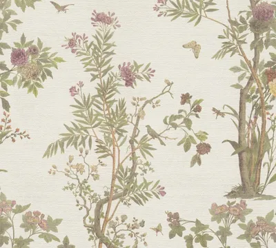 Obrázek produktu pro Květinová tapeta s motýly béžová zelená růžová - netkaná tapeta klasická elegantní AS-Creation (KG-174678)