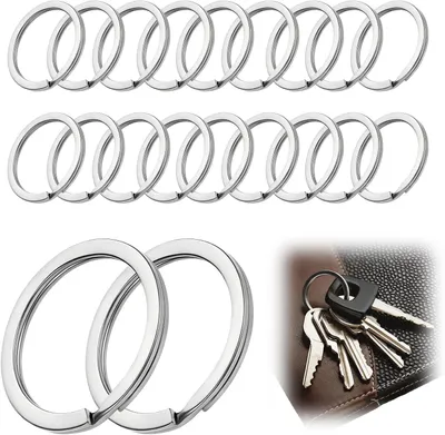 Imagen del producto de Llaveros metálicos resistentes, de 25 mm, paquete de 20 unidades, para llaves y proyectos de bricolaje
