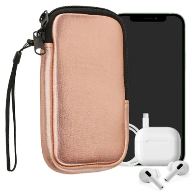 Produktbild von kwmobile Neopren Handytasche für Smartphones M - 5,5" - Handy Tasche mit Reißverschluss - Handyhülle universal Metallic Rosegold