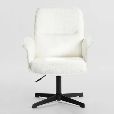 Bürostuhl mit Bouclé-Stoff, höhenverstellbar, Weiß