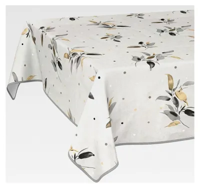 Produktbild von Wachstuchtischdecke abwaschbar, pflegeleicht, wasserabweisend, mit Lotuseffekt, Gartentischdecke Silberblat 180 x 120 cm