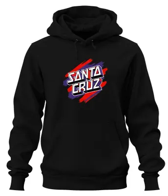 Obrázek produktu pro Mikina s kapucí, Santa Cruz, motiv: pláž, surfování, skateboard, Kalifornie, černá, velikost 3XL