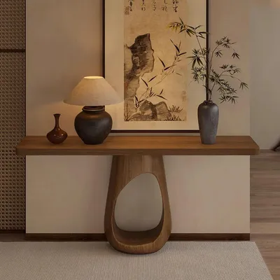 Immagine prodotto di Tavolino consolle in stile cinese moderno, 80 cm, in legno massello