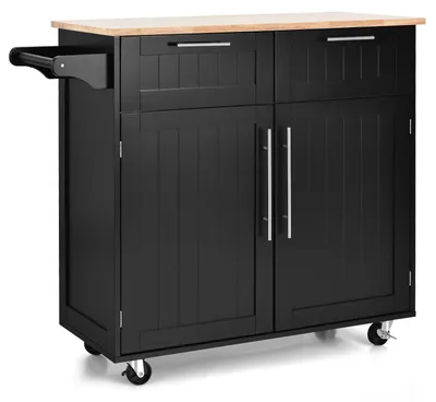 Image de Chariot de cuisine - Chariot de service - Table de travail - Chariot de rangement - Noir