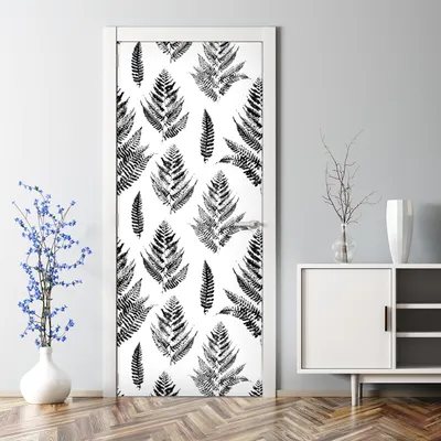 Produktbild von Dekorative Türposter selbstklebend Wandaufkleber Türaufkleber blätter schwarz-weiß 85 x 200 cm