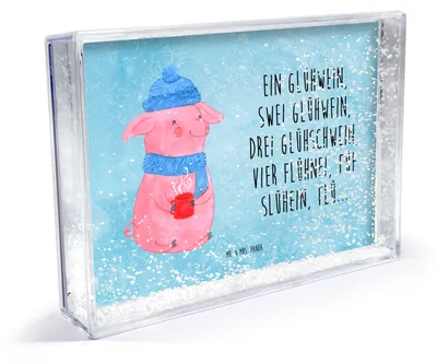 Produktbild von Mr. & Mrs. Panda Bilderrahmen Schweinchen Glühwein - Eisblau - Geschenk, Fotorahmen, Betrunken, Acryl-Bilderrahmen, dekoartikel, Bilderhalter, Spruch, Objektrahmen