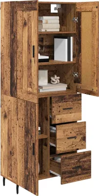 Image de vidaXL Buffet haut avec tiroirs, 2 pièces, bois recyclé, aggloméré