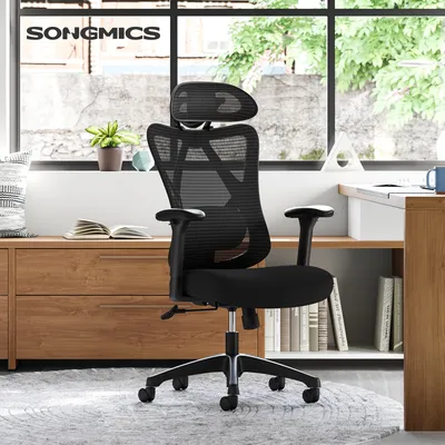 Produktbild von SONGMICS Chefsessel, ergonomisch, verstellbare Lendenstütze und Kopfstütze, schwarz