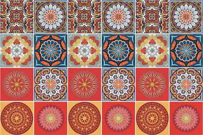 Produktbild von Fliesenaufkleber 20 x 20 cm – 24 Stück – Selbstklebend – Wasserfest – Pflegeleicht – Hitzebeständig – Für Küche & Bad – Bunte Mosaike mit Mandalas