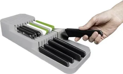 Produktbild von Universal Küchenmesser Organizer  Messerblock in GRAU Schubladen Einsatz Messerhalter  Halter ohne Messer