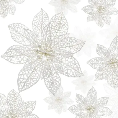 Image de 24 décorations scintillantes en forme d'étoile de Noël, pour sapin de Noël, décorations de Noël, fleurs décoratives