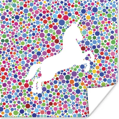 Produktbild von MuchoWow® Poster Eine Illustration eines weißen Einhorns auf einem bunten Hintergrund - Mädchen - Kind - Kinder 100x100 cm - Babyzimmer