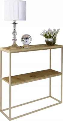Zdjęcie produktu dla Konsola metalowa toaletka stolik półka stojąca loft złoty artisan glamour