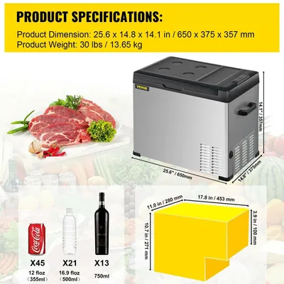 Image de Mini-réfrigérateur - Glacière portable - Réfrigérateur transportable - Glacière de camping - 12/24V et 110-240V