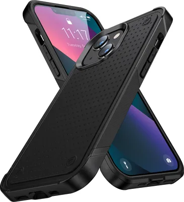 Produktbild von Für iPhone 14 /iPhone 13 Hülle Militärqualität Stoßfest Hybrid 2 in 1 Hart PC Weich TPU Handyhülle Schwarz