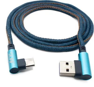 Produktbild von SYSTEM-S USB 3.1 Kabel 100cm Typ C Stecker Typ A Stecker geflochten Winkel in Blau