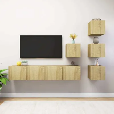 Produktbild von 6-tlg. TV-Schrank-Set Sonoma-Eiche Holzwerkstoff