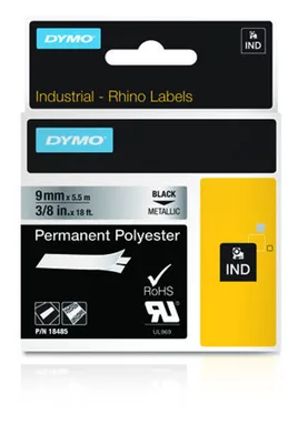Image de DYMO 18485 ruban d'étiquette Noir sur fond métallique
