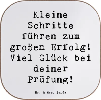 Produktbild von Mr. & Mrs. Panda Untersetzer für Gläser Spruch Prüfungen bestehen - Weiß - Geschenk, Becheruntersetzer, gläseruntersetzer, Zuversicht, Ermutigung, Coaster, Ziel erreichen