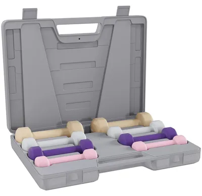 Produktbild von HOMCOM Hantelset 4 Paar 0,5kg-10kg Hanteln mit Koffer, Hantel-Set aus Gusseisen