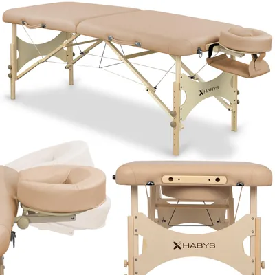 Produktbild von HABYS Massageliege Bello One | Klappbar Mobile Tragebares Höhenverstellbar | Massagetisch Massagebank | Holz Beige | 180 x 70 cm