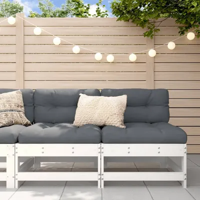 Produktbild von Garten-Mittelsofas 2 Stk. Weiß Massivholz Kiefer 825514