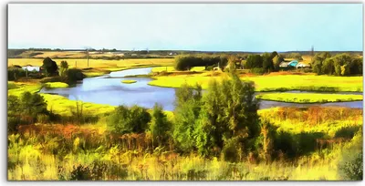 Produktbild von Coloray - Glasbild - 120x60 cm - Wandbild - Glasbilder - bunte Landschafts mit Moskauer Fluss