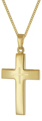 trendor 21162 Herren Kreuz-Anhänger Gold 585 (14K) an vergoldeter Silberkette 1