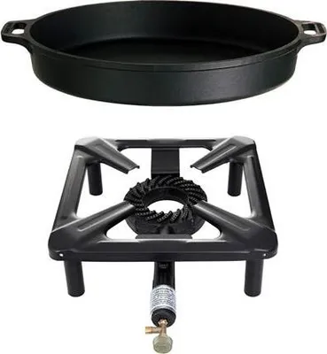 Immagine prodotto di Set di cottura a sgabello (piccolo) con padella in ghisa Ø 40 cm - senza pilota di sicurezza - senza cartuccia del gas