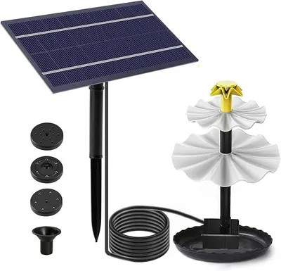 Produktbild von PolkaHome® Solarbrunnenpumpe für Vogeltränke, Teich, Gartendeko – 2,5W/4W, 180L/h, 70cm