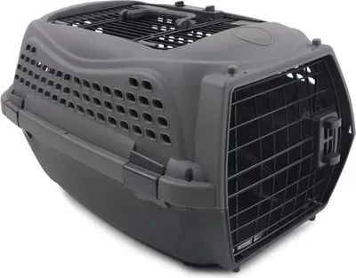 Image de Caisse de Transport Chat, M.PETS ECO GIRO, Cage Plastique, Taille S, 51.6 x 32.7 x 29.6 cm, Gris