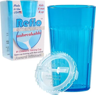 Produktbild von Reflo unzerbrechlicher Trinklernbecher - Schnabeltrainer für Kleinkinder ab 6 Monaten - unzerbrechlicher Trinkbecher für Wasser - Blauer Trinklernbecher mit einem Fassungsvermögen von 170 ml