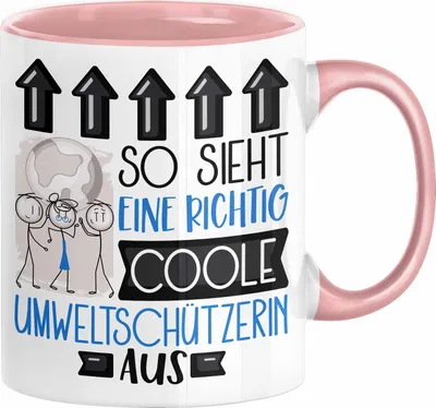 Produktbild von Umweltschützerin Geschenk Tasse Geschenkidee für Umweltschützerin Geburtstag Weihnachten Spruch So Sieht Eine Richtig Coole Umweltschützerin Aus Kaffee-Becher  (Rosa)