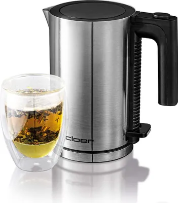 Produktbild von Cloer 4990 Wasserkocher David, 1960 W, Einhandbedienung, 0,8 Liter, mattierter Edelstahlbehälter, Trockengeh-Überhitzungsschutz
