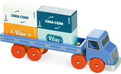 Produktbild von Vilac Holz Container LKW Spielzeug mit Magnetcontainern für Kinder