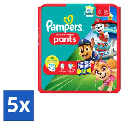 Productafbeelding van 5 x Pampers Baby-Dry Broekjes Paw Patrol, maat 4 - Voordeelverpakking - 5 stuks
