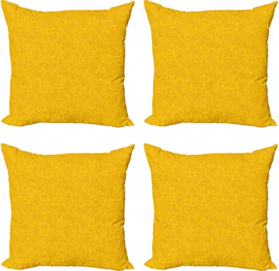 Produktbild von ABAKUHAUS Blumen Kissenbezug Set (4 Stück), Herbst Lorbeerblatt Beeren, Moderner Doppelseitiger Digitaldruck, 45 cm x 45 cm, Ringelblume