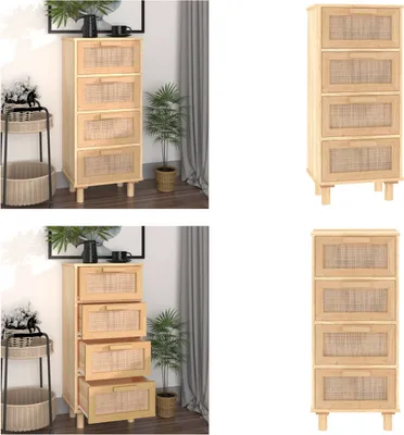 Produktbild von vidaXL Sideboard Braun 40x30x90 cm Massivholz Kiefer und Natur Rattan - Sideboard - Sideboards - Schrank - Lagerschrank