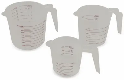 Produktbild von Messbecherset, 3-teilig, Skalierungen: Liter, Cup (Tasse) und Unze
