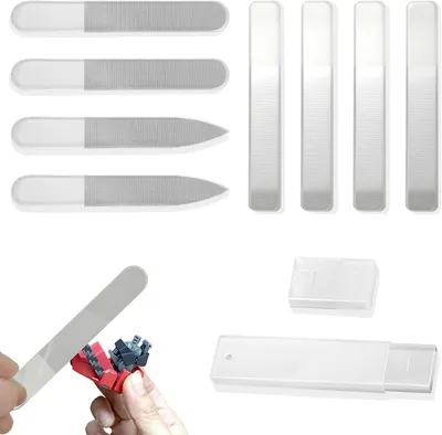 Productafbeelding van Modelbouw Gereedschap Set - Schuursticks Nano Vijlen - Precisie Slijpen - Dubbelzijdige Glasvijlen - 8 stuks 9 cm - Wit