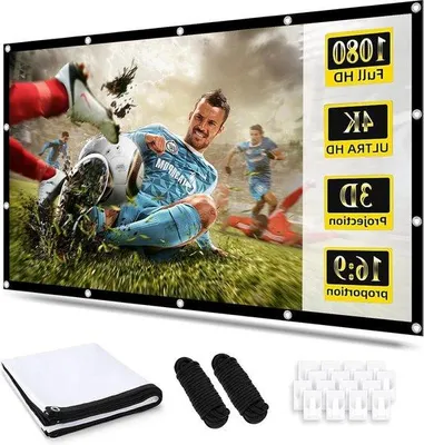 Obrázek produktu pro Velké promítací plátno – 100 palců – HD – skládací – oboustranné promítání – přenosné – pro domácnost – školu – konference – 221 x 125 cm