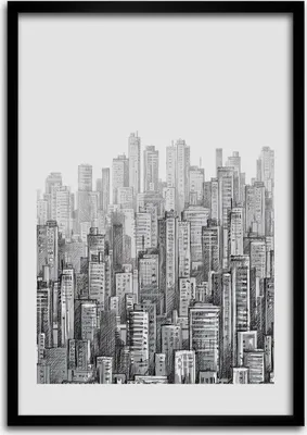 Produktbild von Bild - Bilderrahmen - Foto - 70 cm x 100 cm - MDF - Rahmen - Wandkunst - Wolkenkratzer
