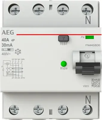Imagen del producto de Interruptor diferencial AEG FI-Schutzschalter FN440/B30, 4 polos, tipo B, 40A, 30mA